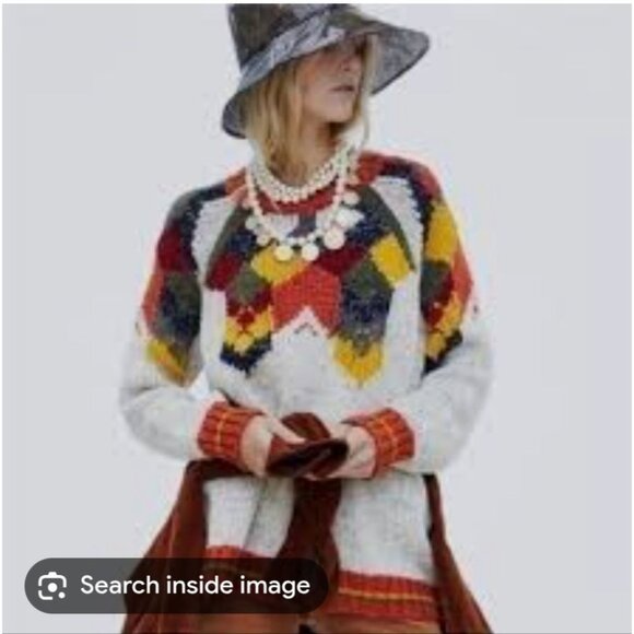 ZARA | Knit Fair Isle Crewneck Sweater Pullover Sz SMALL - Picture 2 of 9